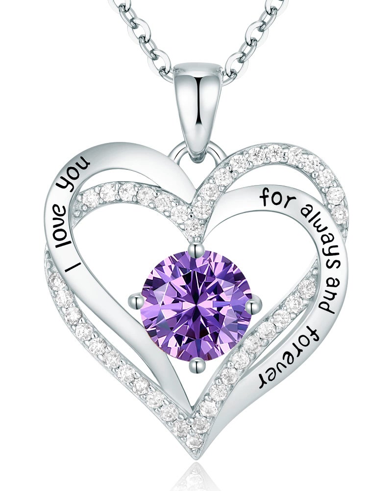 CDE Valentine's Day Gift Forever Love Heart Necklaces for Women, Wedding Anniversary, Birthday Mothers Day Christmas Day Gifts for Mom, Mother, Wife, friend, S925 Silver Jewelry with Birthstone Pendant - Image 1